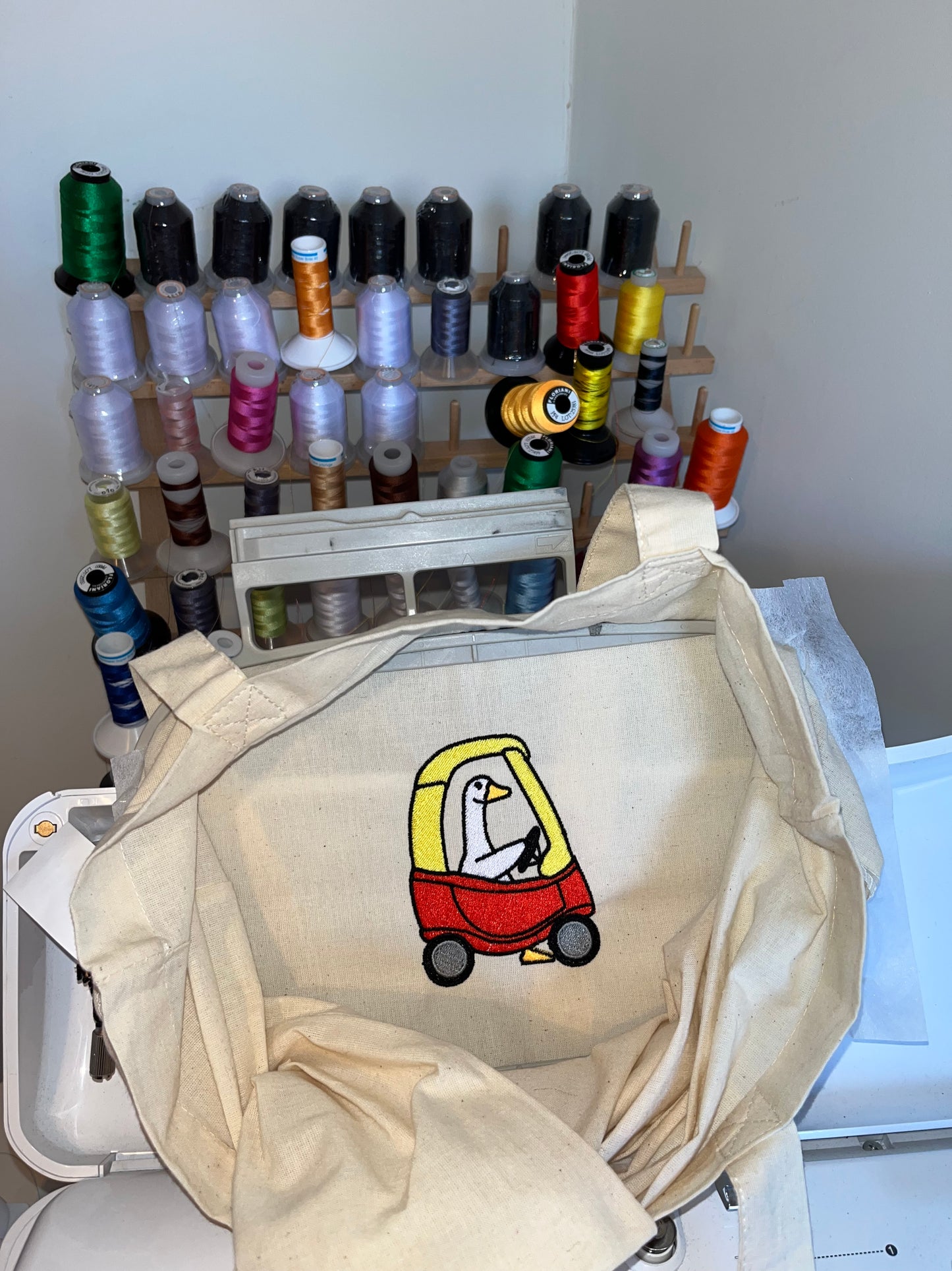 Racing Silly Goose Tote Bag