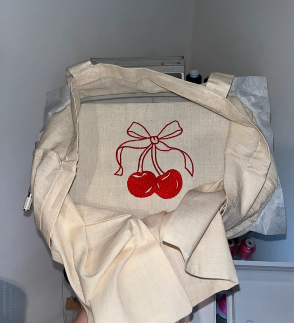 Bow Cherry Tote Bag