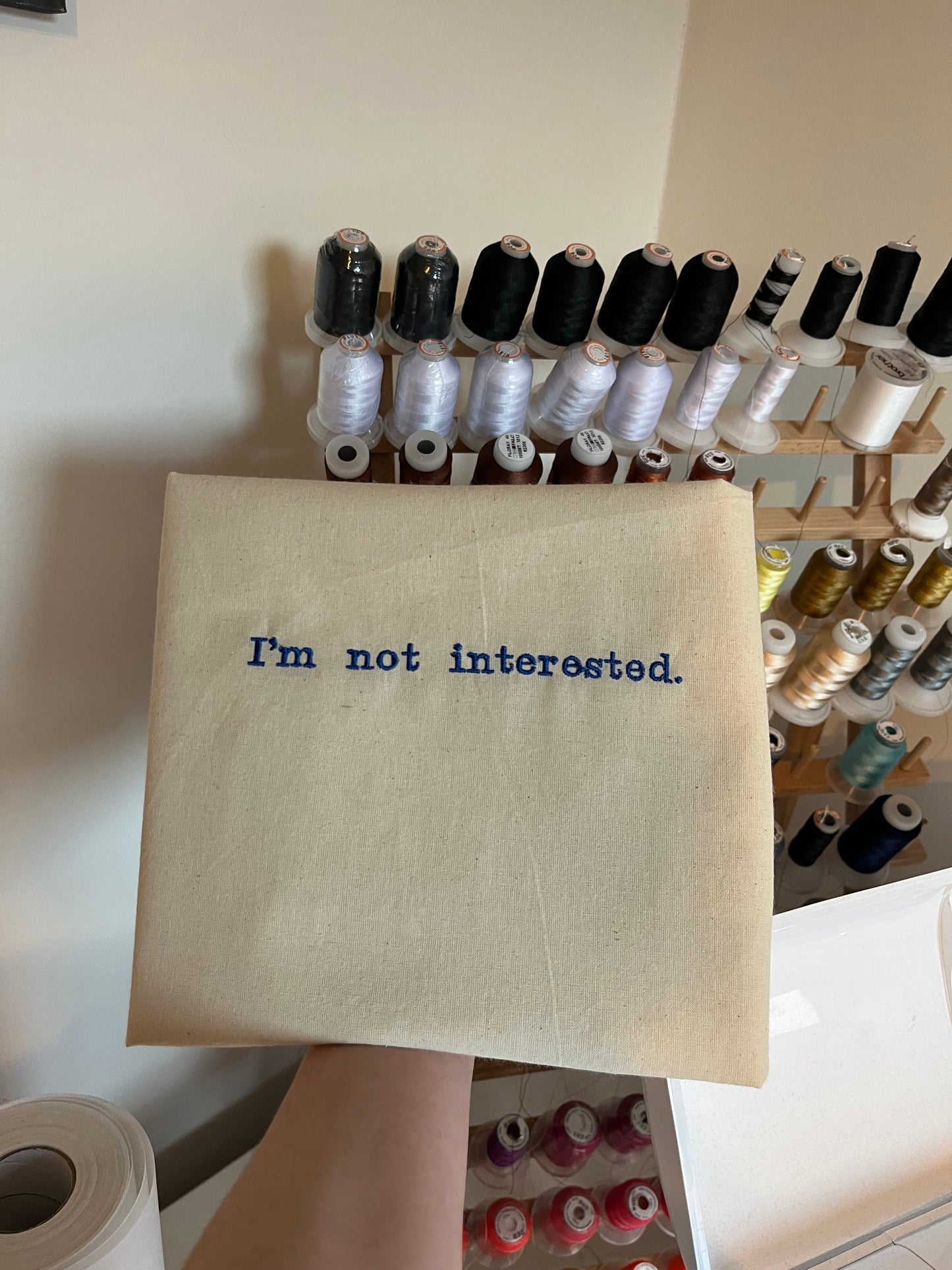 I’m Not Interested Slogan Tote Bag
