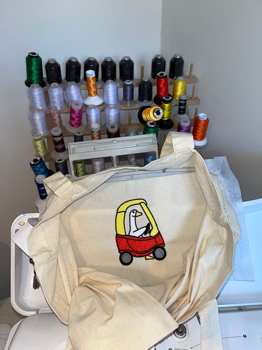 Racing Silly Goose Tote Bag