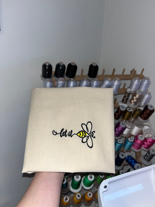Let It Bee Embroidery Tote Bag