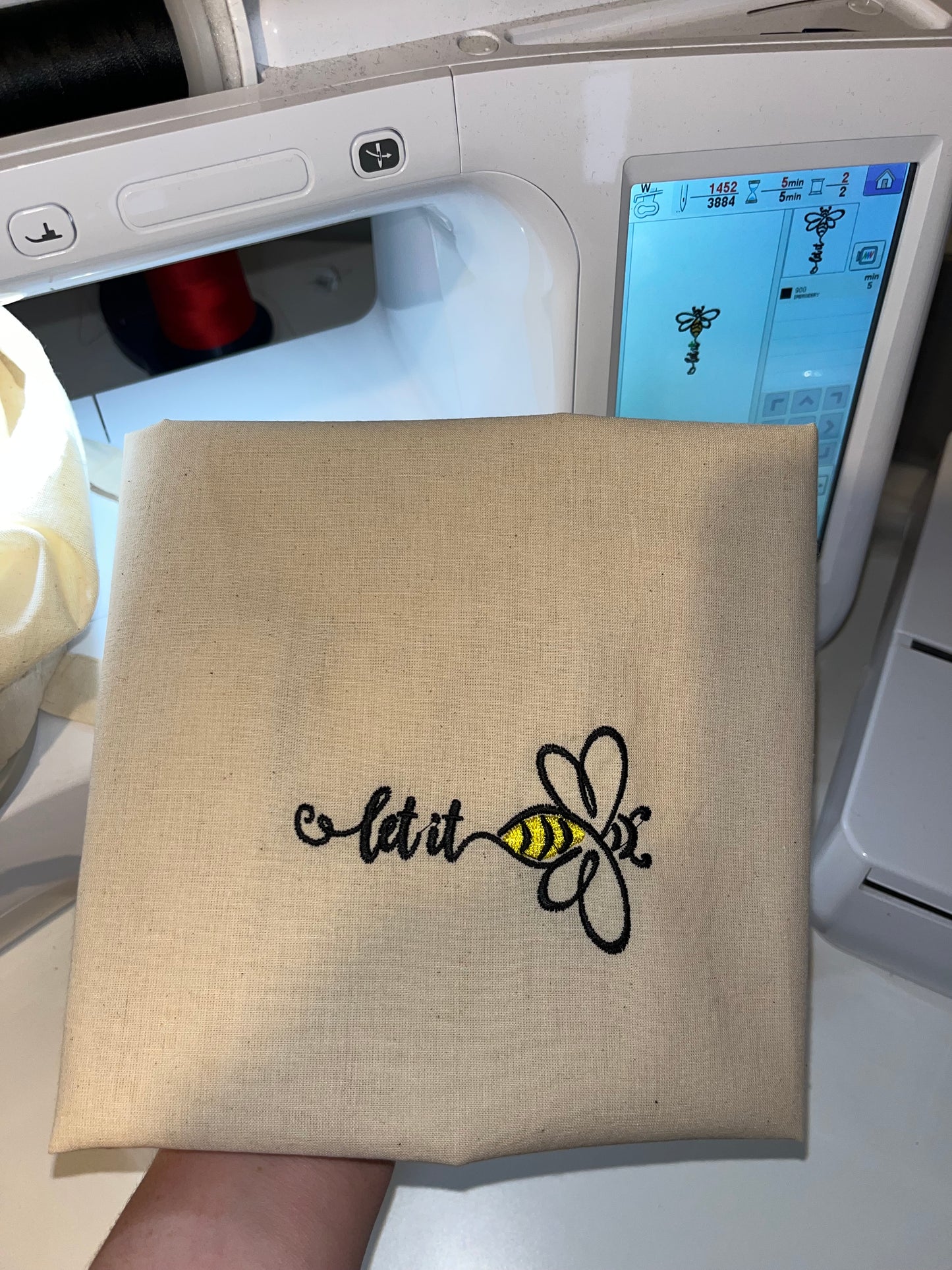 Let It Bee Embroidery Tote Bag
